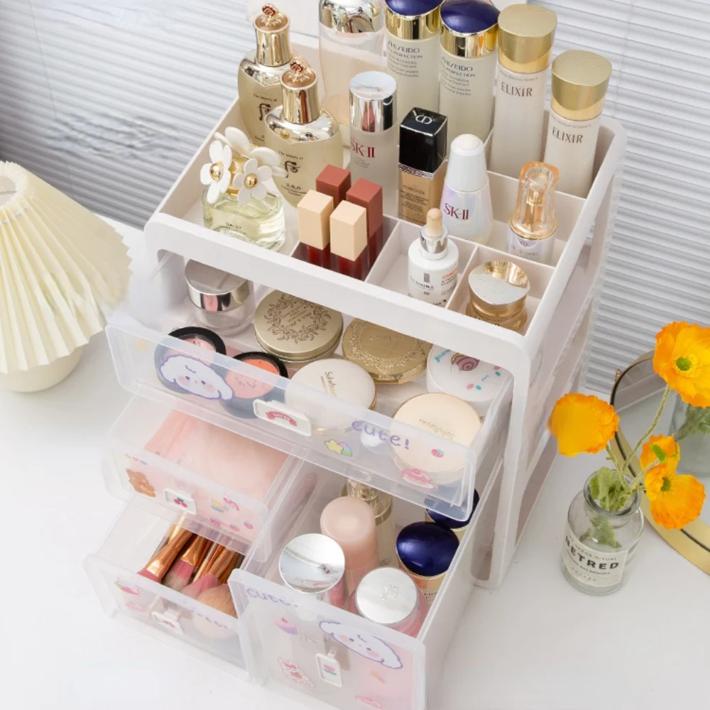 Ящик для хранения косметики настольная коробка органайзеры макияжа пластиковая
