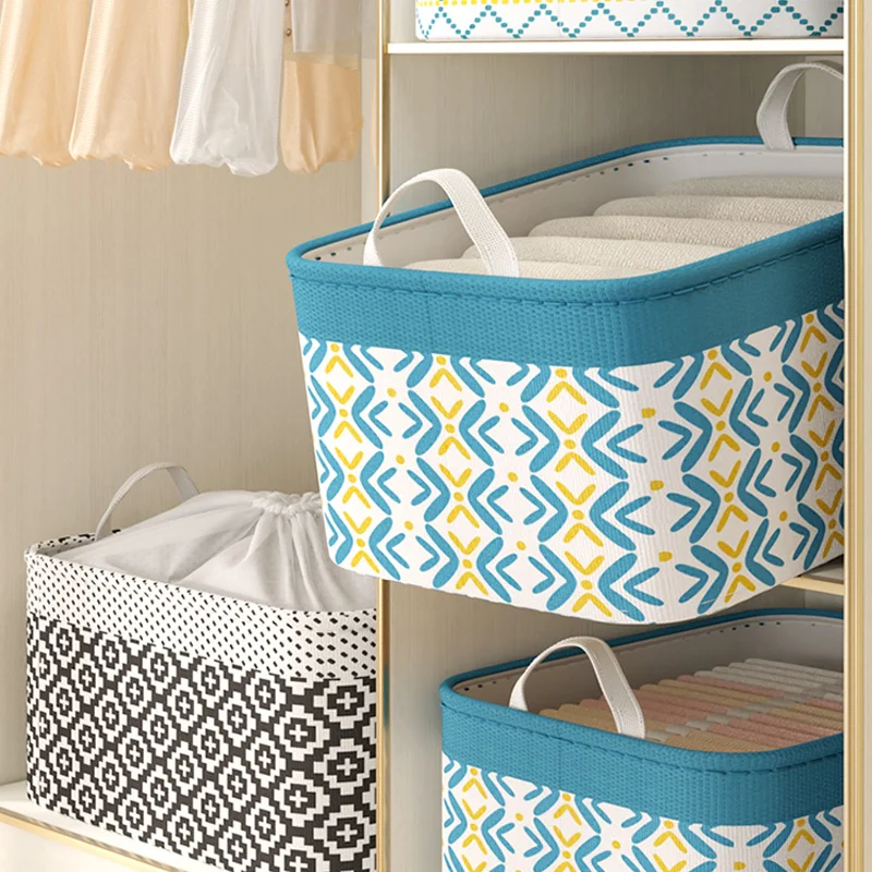

With Capacity Closet Large Oxford Box Storage Clothing Organizer Drawstring Handle Basket Dustproof Storage Household Portable