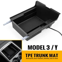 for tesla model 3 y 2021 abs car central control armrest storage box organizer sliding with usb charging port interior accessory