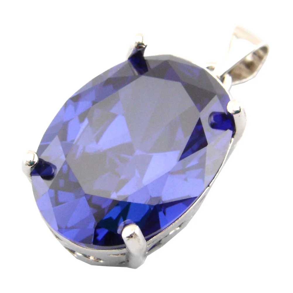

Silver jewelry; blue tanzanite pendant; classic women necklace