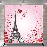 Valentine's Day Photography Backdrop Romantic Paris Eiffel Tower Flower Red Love Couple Background Photo Studio