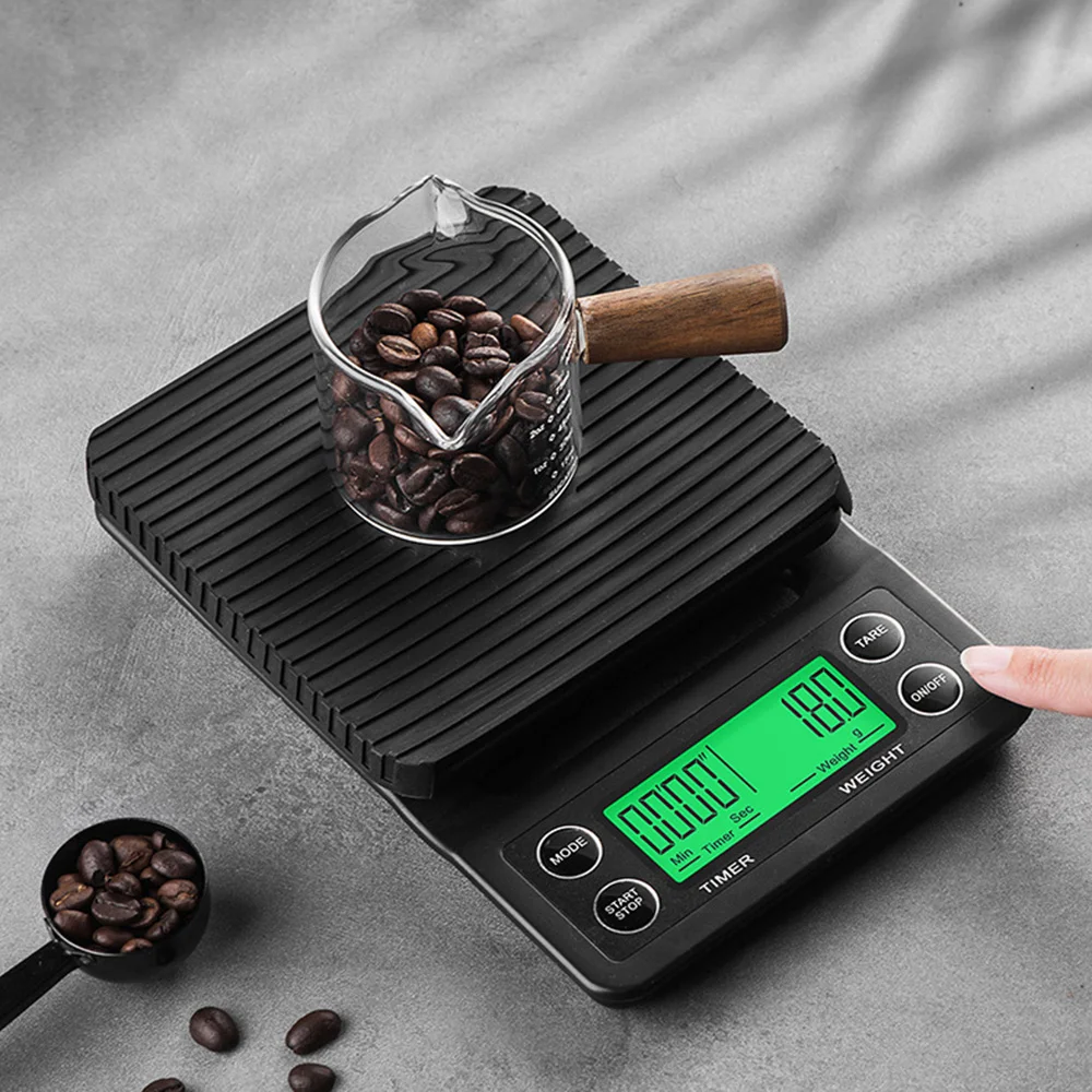 

0.1g/3000g Kitchen Electric Scale with Timer Anti-slip Tray LCD Digital Food Coffee Balance High Precision Measuring Tool