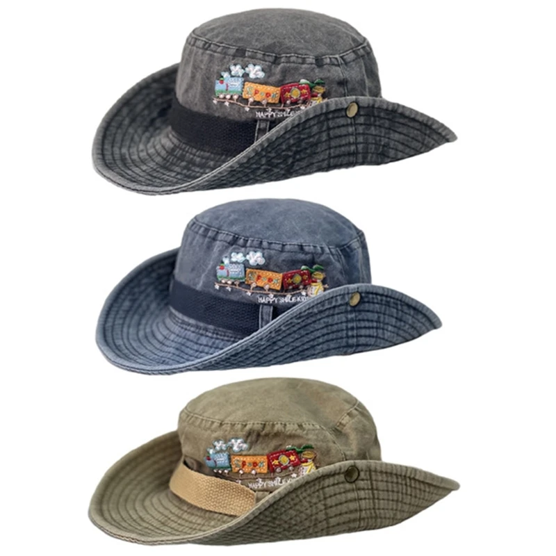 

Spring Summer Washed Denim Outdoor Leisure Sun Cowboy Women Cotton Breathable Washed Denim Adjustable Cycling