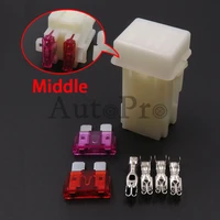 1 set 2ways medium auto insurance wire socket white standard fuse box middle car fuse holder with terminal
