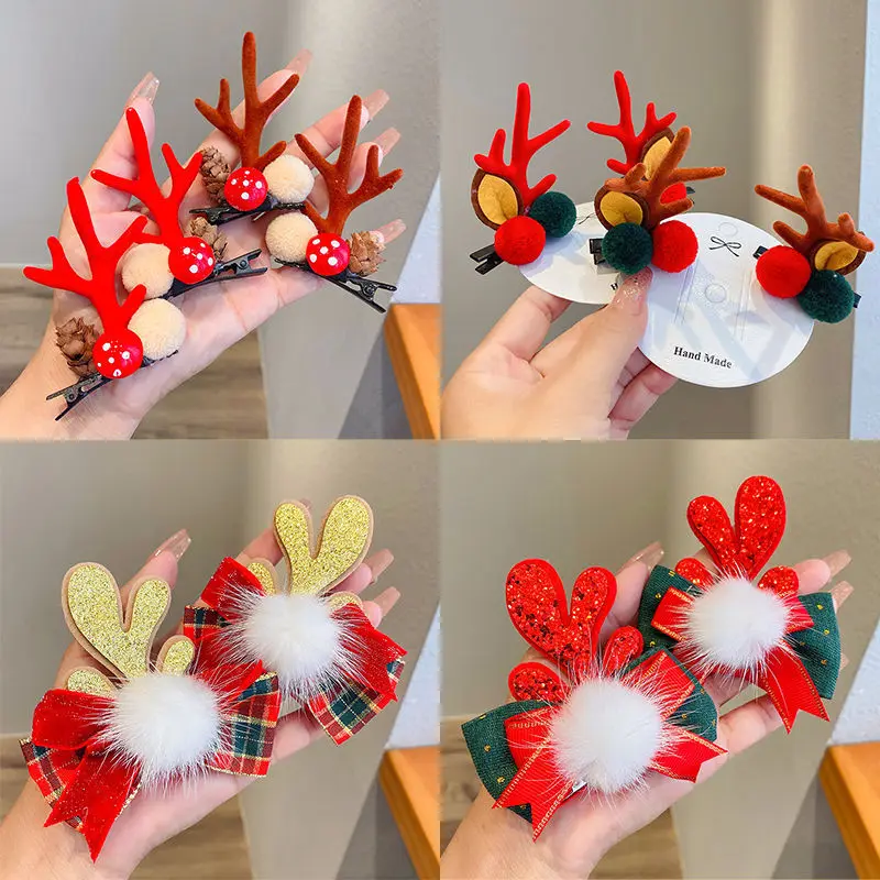 

Children's Christmas hair ornaments antler hair clips cute ornaments girls Christmas hair clips headdress clip