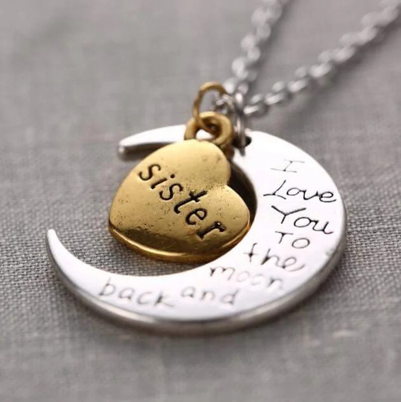 

Designer Jewelry Heart Necklace for Women I Love You To The Moon Choker Necklace Mothers Day Family Party Gifts Collier Femme