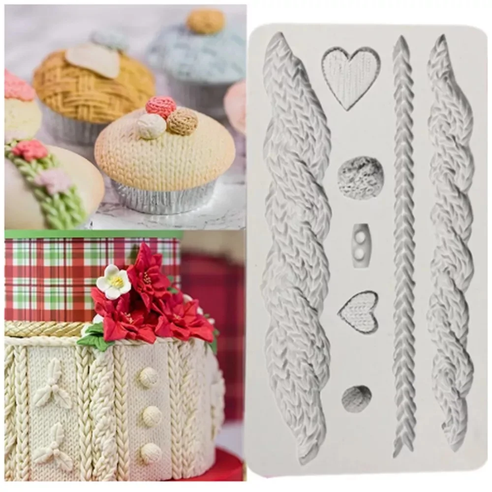 

Christmas Sweater Woolen Weave Texture Fondant Silicone Mold DIY Chocolate Decoration Cake Baking Tool Mould
