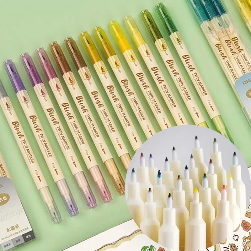 

New 3Pcs Double Head Hard And Soft Brush Marker Coloring Painting Pens for DIY Scrapbooking Sketch Drawing Graffiti Art Supplies