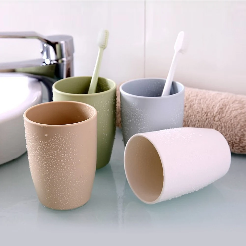 

Bathroom Tumblers Plastic Mouthwash Cup Coffee Tea Water Mug Home Travel Solid Color Toothbrush Holder Cup Drinkware Tools