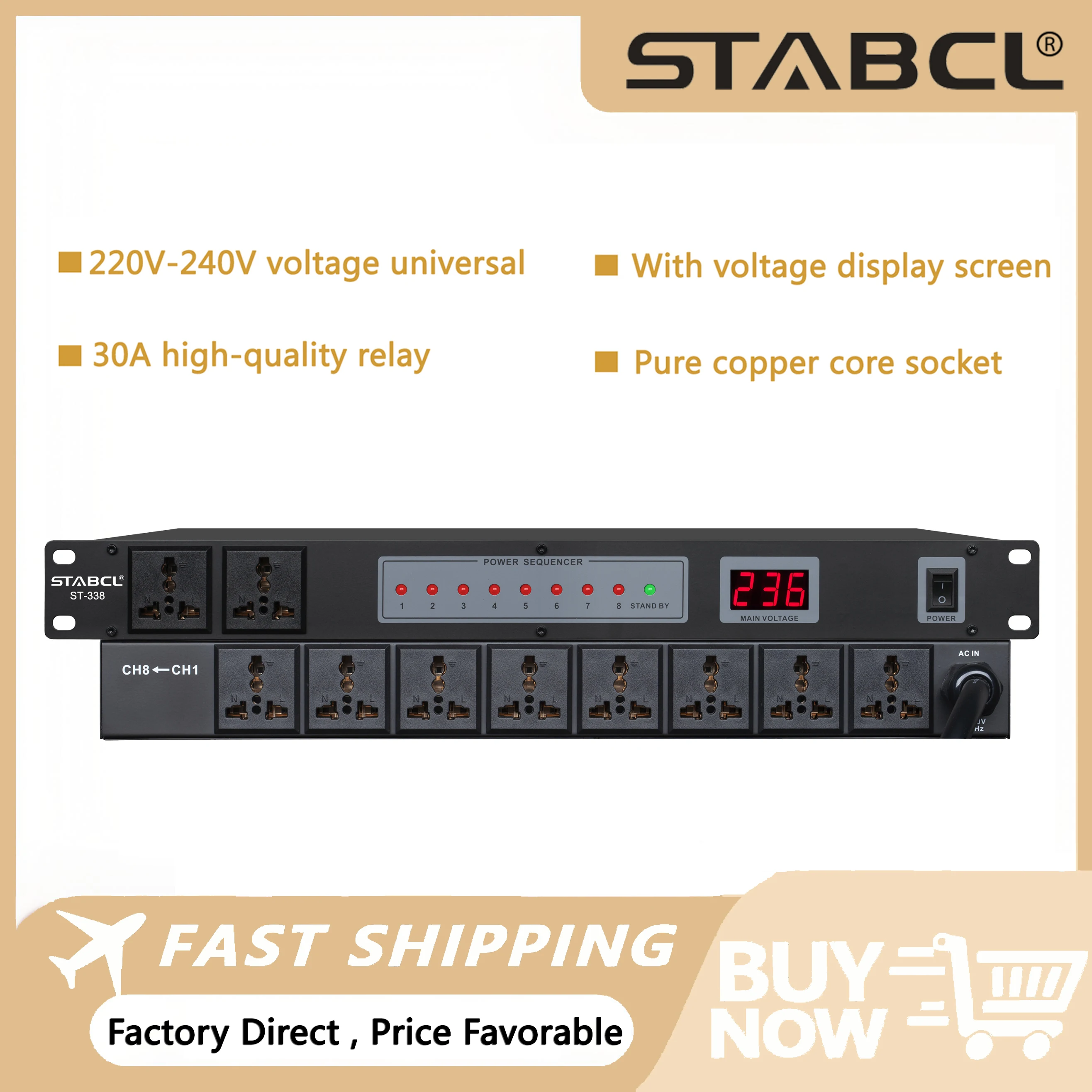 ST-338 Профессиональный секвенсор мощности 8-полосный интеллектуальный источник