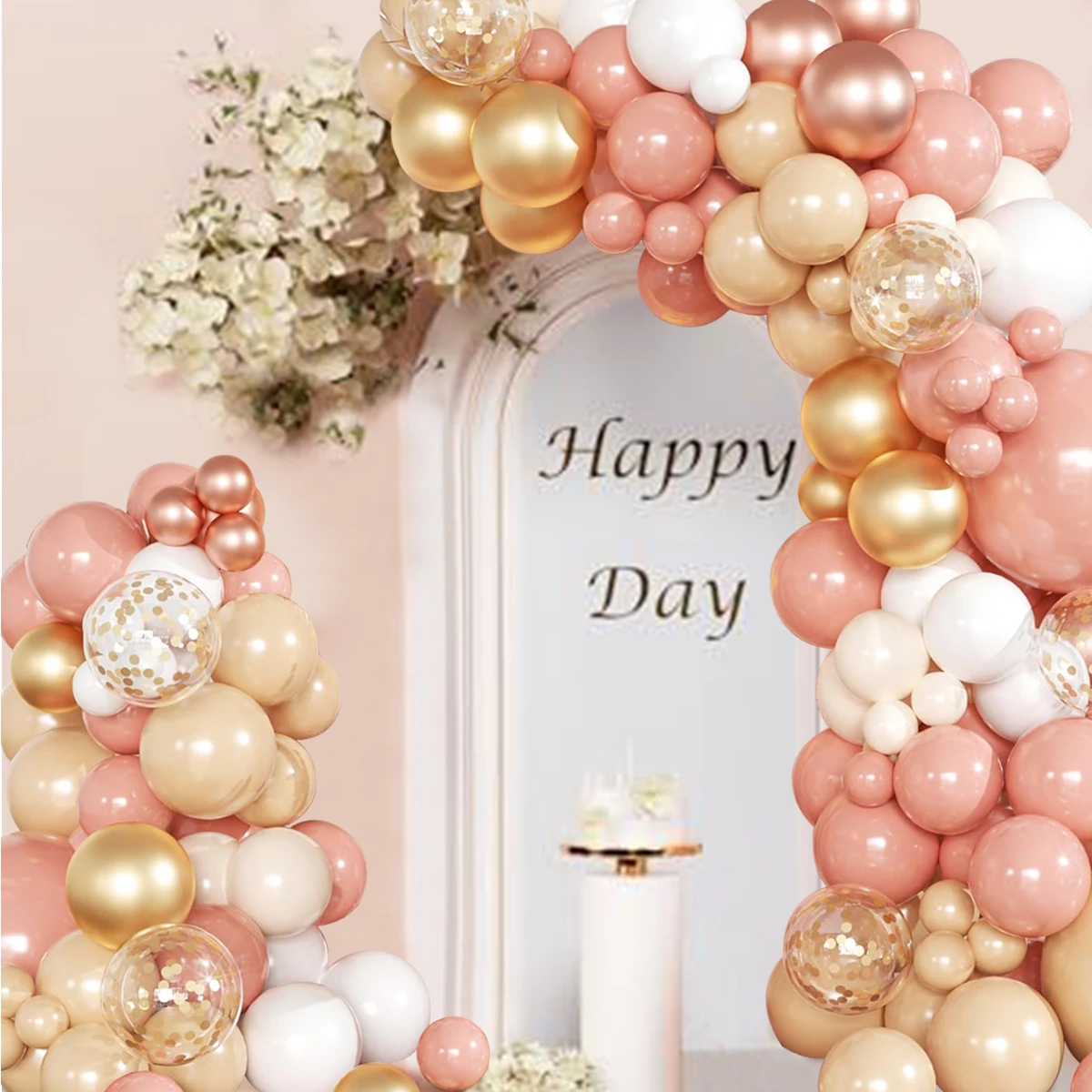 Румяно-розовые воздушные шары гирлянда с днем рождения украшение для свадебной