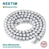 neetim 5mm moissanite diamond tennis chain bracelet necklace for women men 925 sterling silver fine jewelry with gra certificate