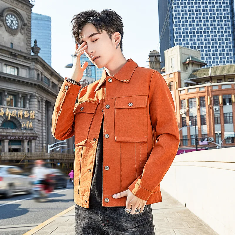 

Men Fashion Work Jacket Spring Autumn American Multi-pocket Washed Jacket Military Outdoor Plus Size Clothes Korean Style Men