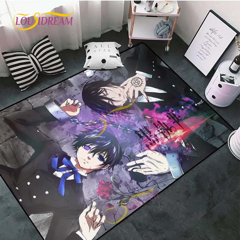 Ковер квадратный с анимационным рисунком "Черный Дворецкий" для спальни и гостиной, ковры и коврики для пола для детской комнаты и декора дома.