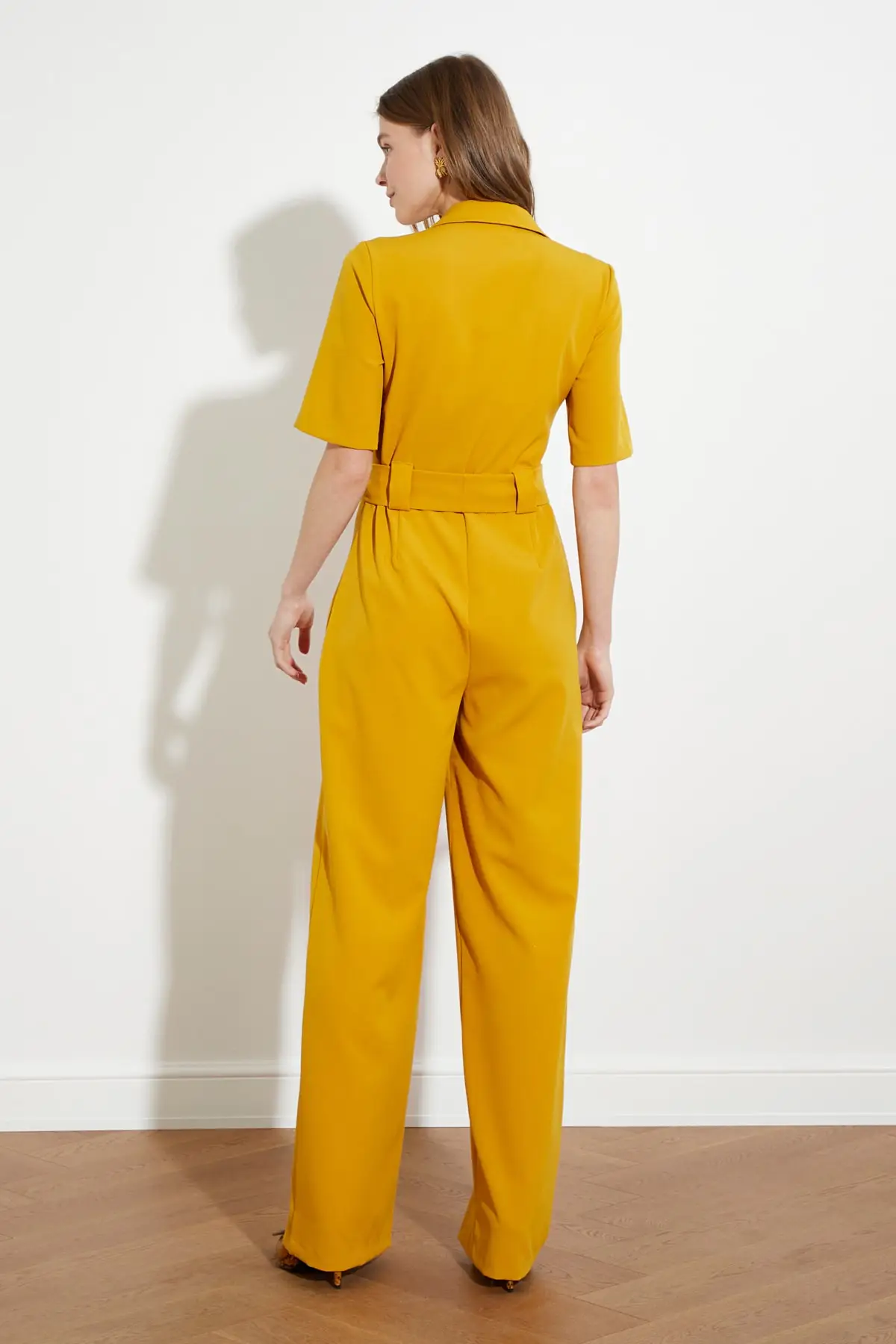 

Belted Button Women Jumpsuit Chic Bell Bottom Trousers Summer Outfit Female Streetwear Romper Bodysuit Long Pants New Playsuit