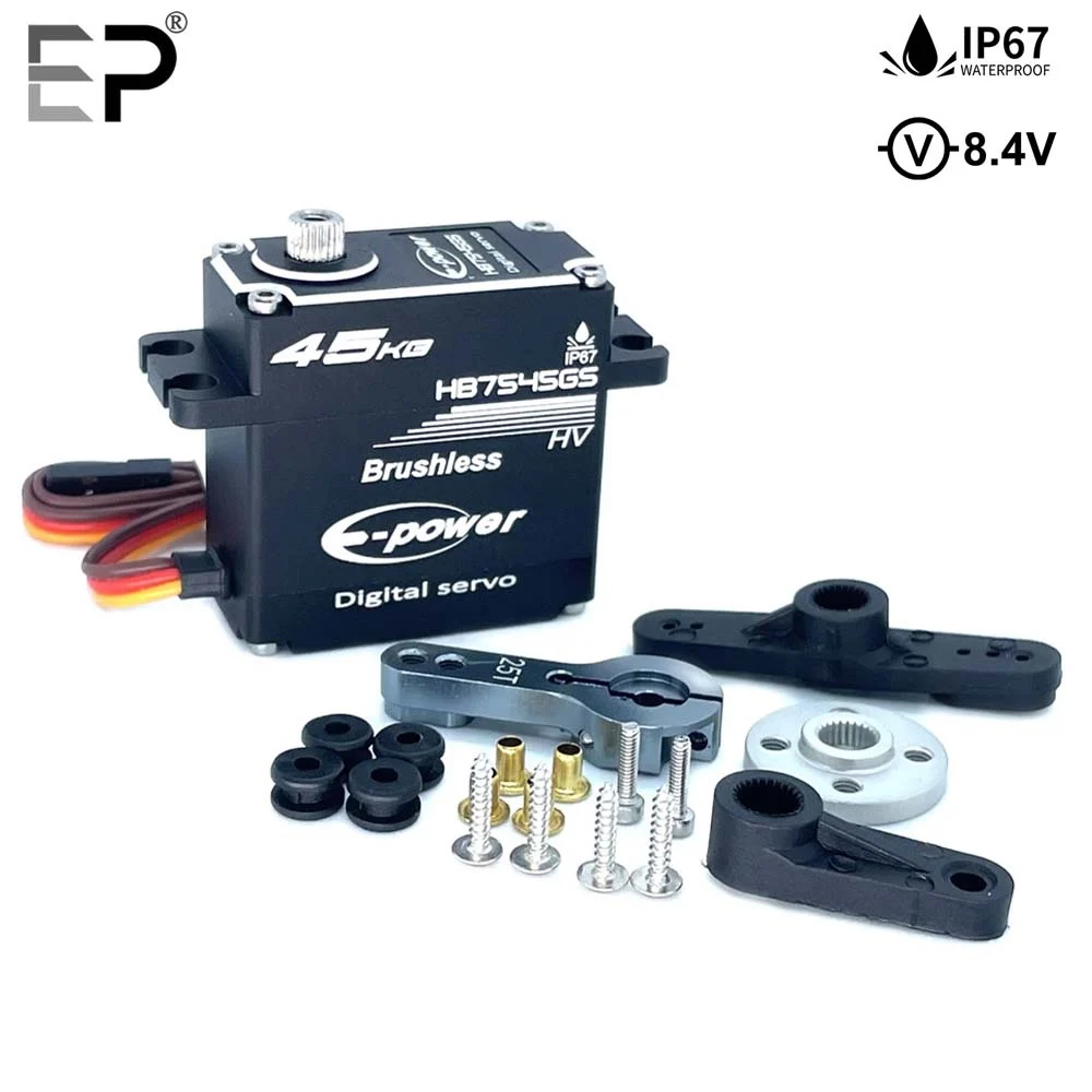 

EP 8.4V Waterproof Brushless 45KG Servo 180/270/360 Degree Aluminum Digital Servo Metal Gear for Traxxas Scx10 RC Car DIY HV