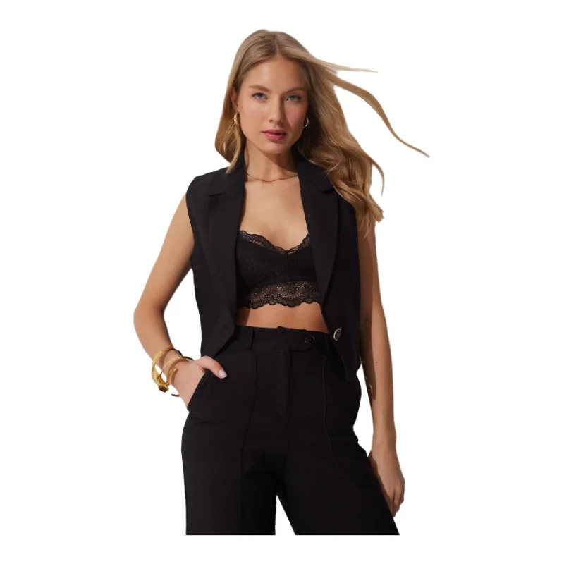 TYZA женские жилеты стандартного кроя тканые повседневные однотонные пальто и