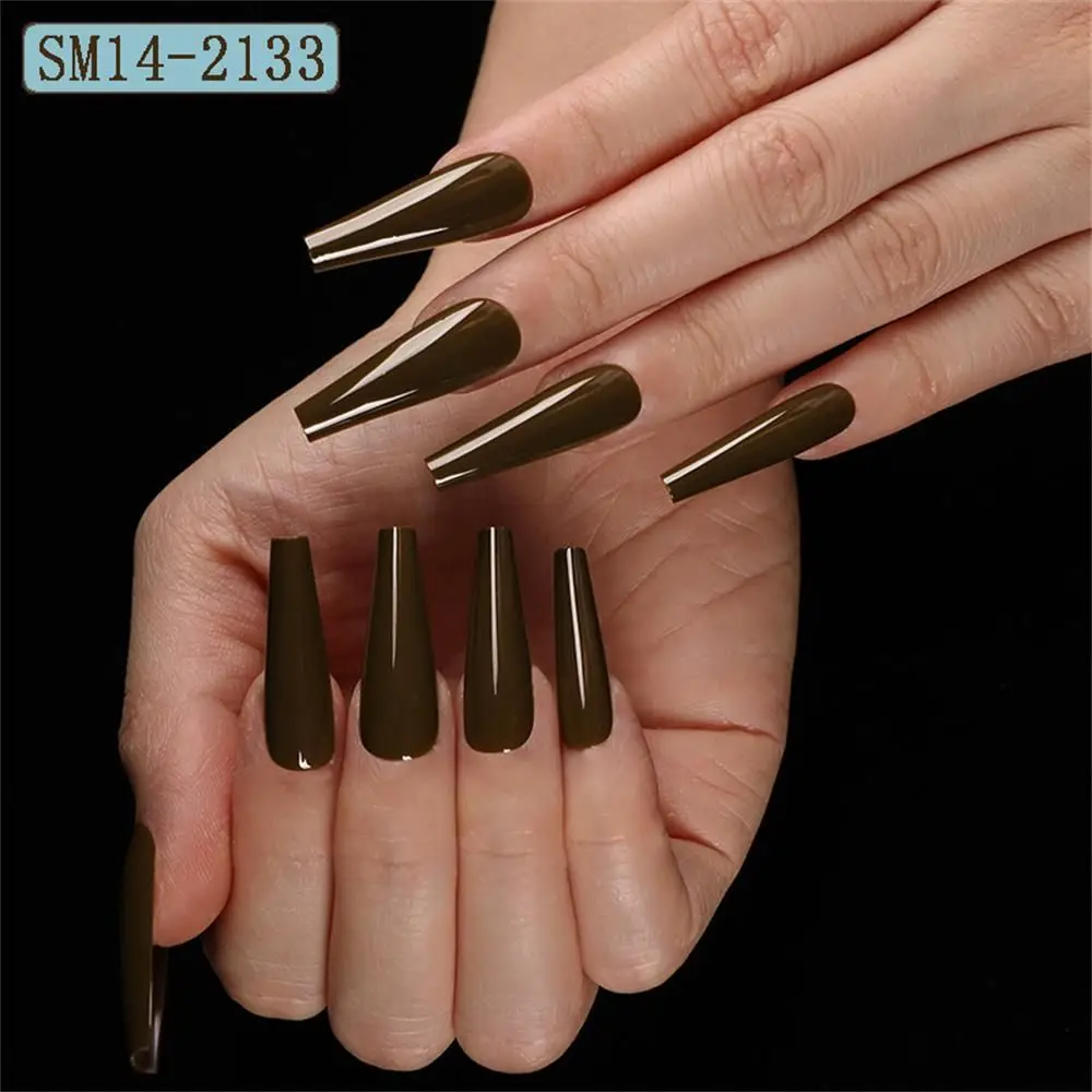 

24 Pcs/Set False Nail Tips Full Cover Candy color Nail Art Manicure Ballerina Matte Tips Acrylic Extension Full Nail Tips