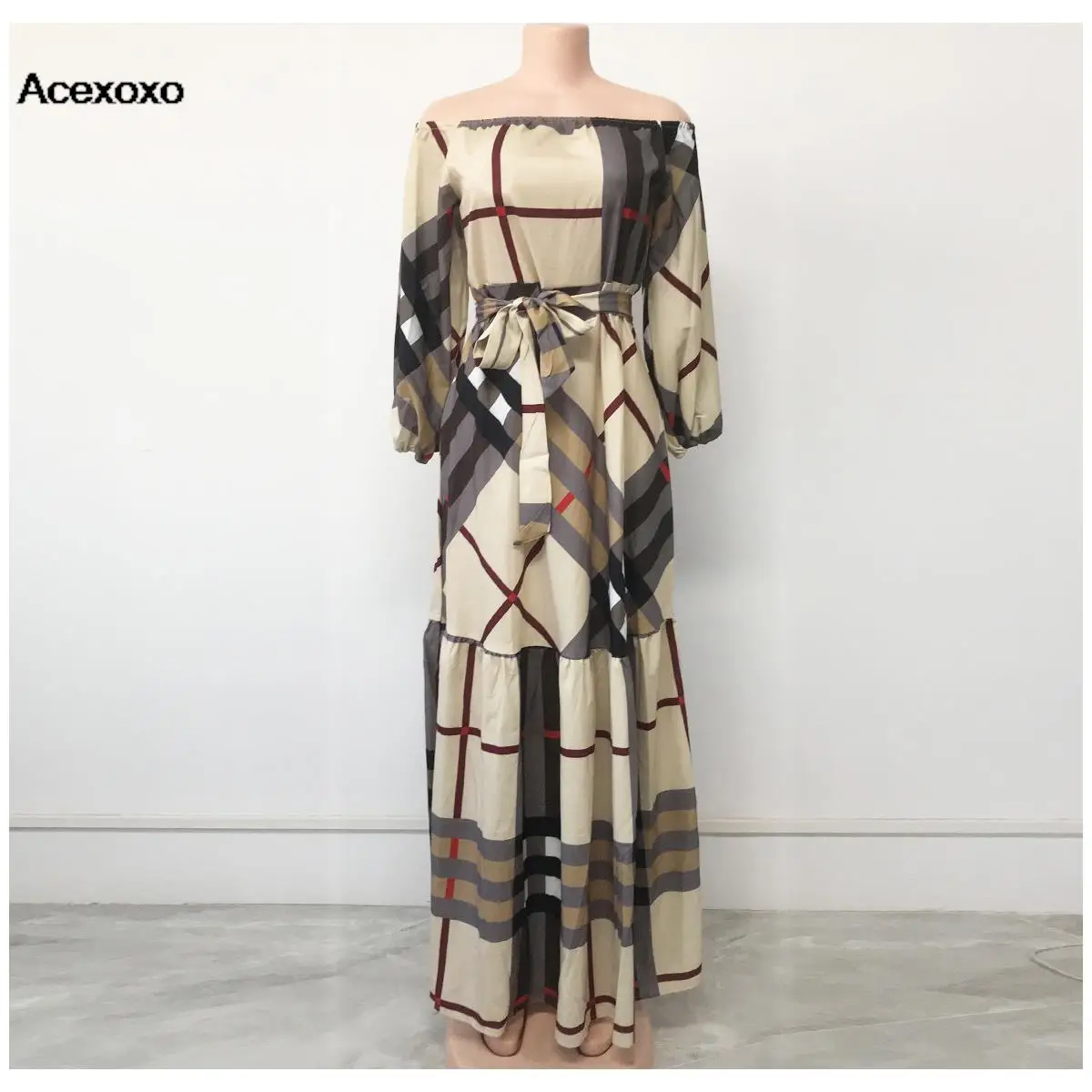 Special Price Limited Time Offer Latest  African Dresses For Women Middle East Printed Strap Off Shoulder Dress Long Dresses