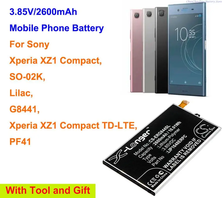 

Cameron Sino 2600mAh Battery LIP1648ERPC for Sony G8441, Lilac, PF41, SO-02K, Xperia XZ1 Compact, Xperia XZ1 Compact TD-LTE