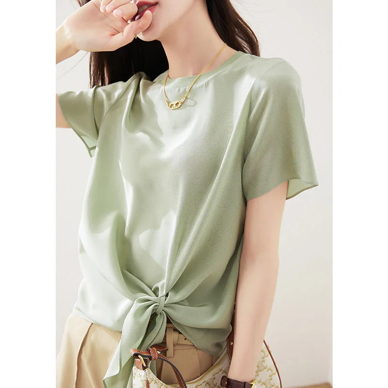 

Women Summer Style Chiffon Blouses Tops Lady Casual Short Flare Sleeve O-Neck Solid Color Blusas Tops SP1514