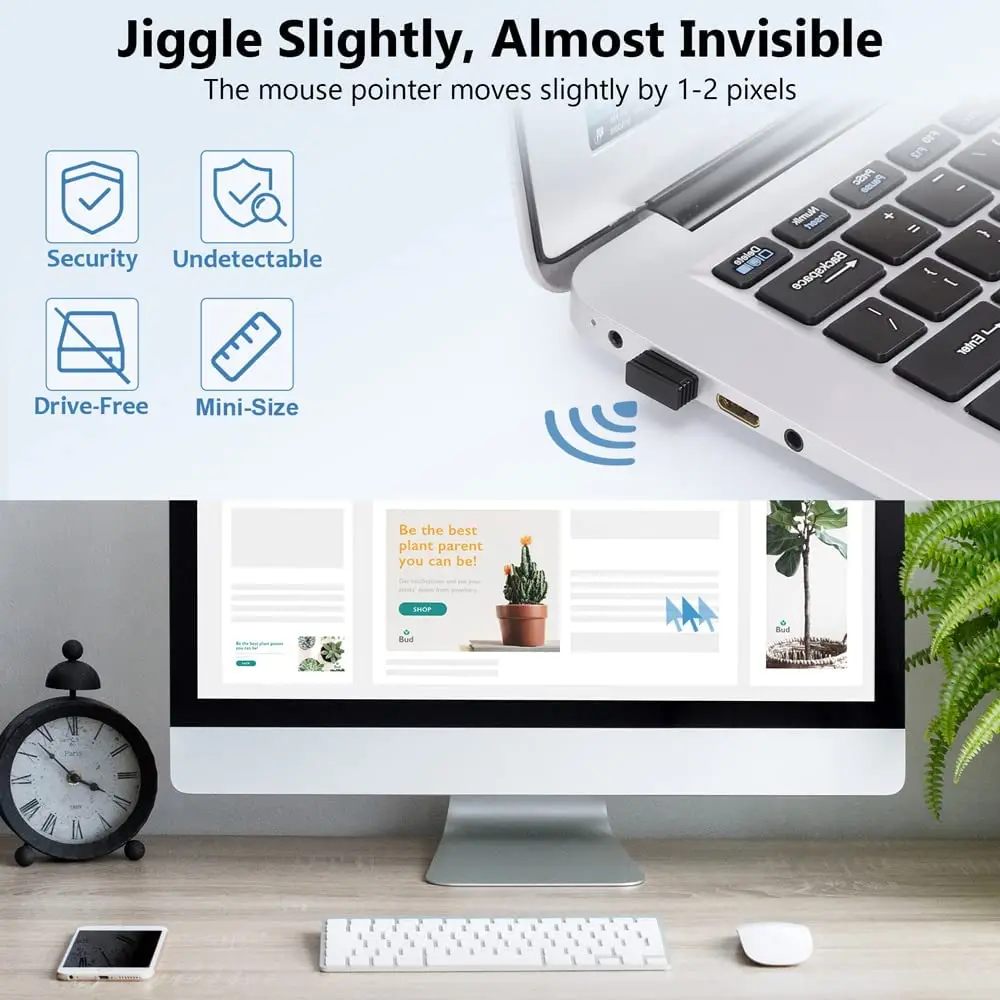 Mouse Jiggler Undetectable Automatic Mover USB Port Shaker Wiggler for Laptop Keeps Computer Awake Simulate Mouse Movement images - 6