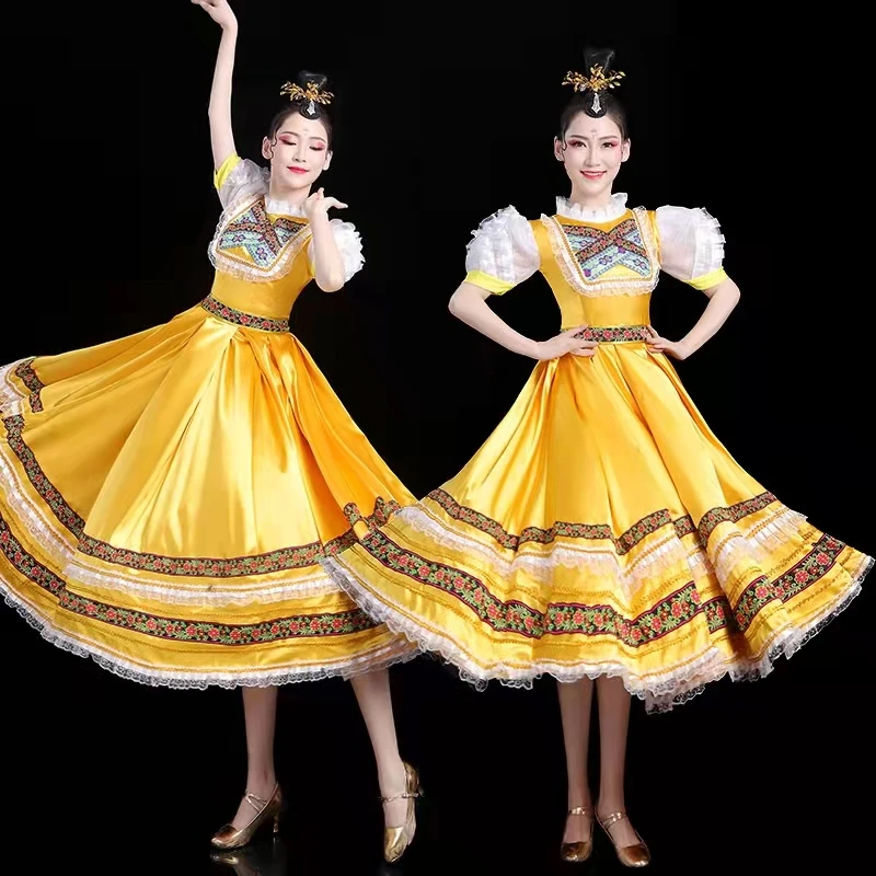 

Classical Elegant Traditional Russian Dance Costume Dress European Princess Stage Dresses Mongolia Stage Performance Clothing