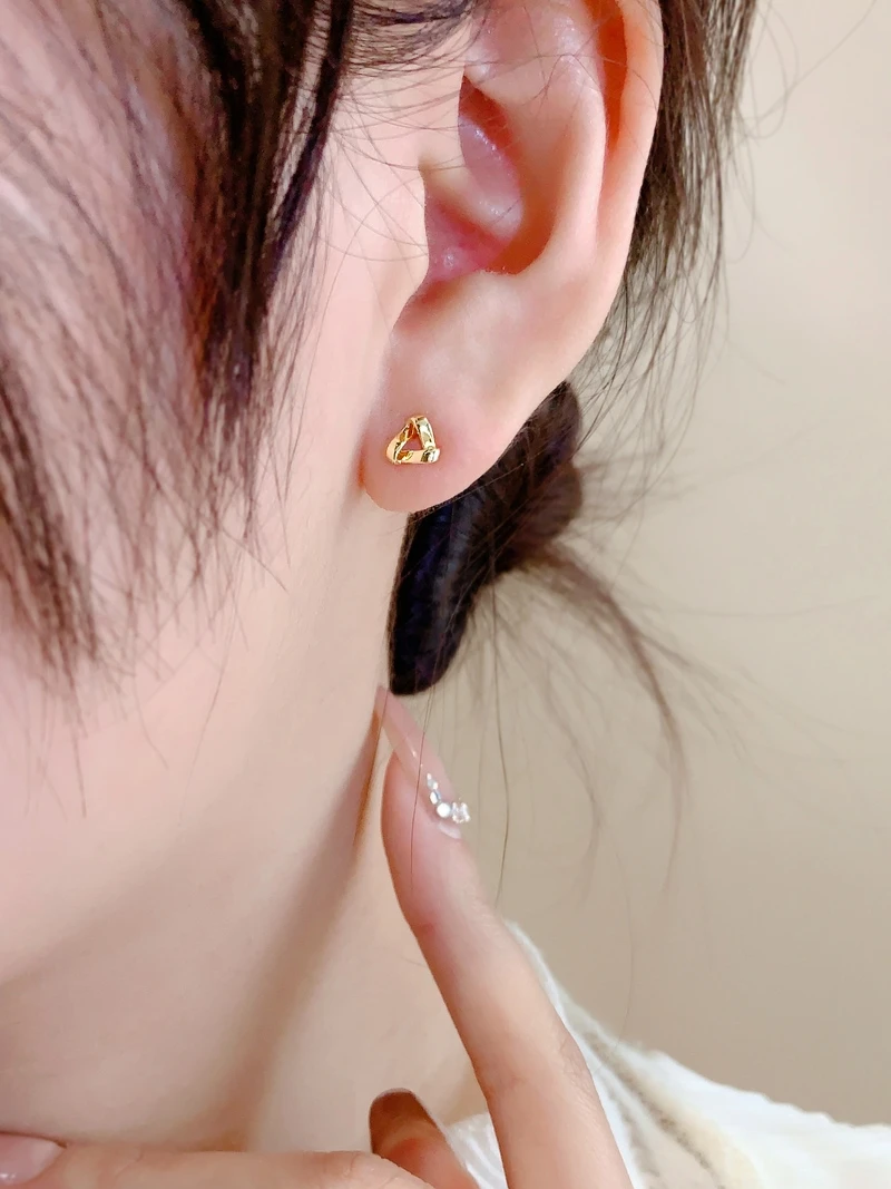 Unique Triangle Small Ear Studs Women Sterling Silver Piercing Exquisite Commuter Earrings Elegant High-Grade Earri...