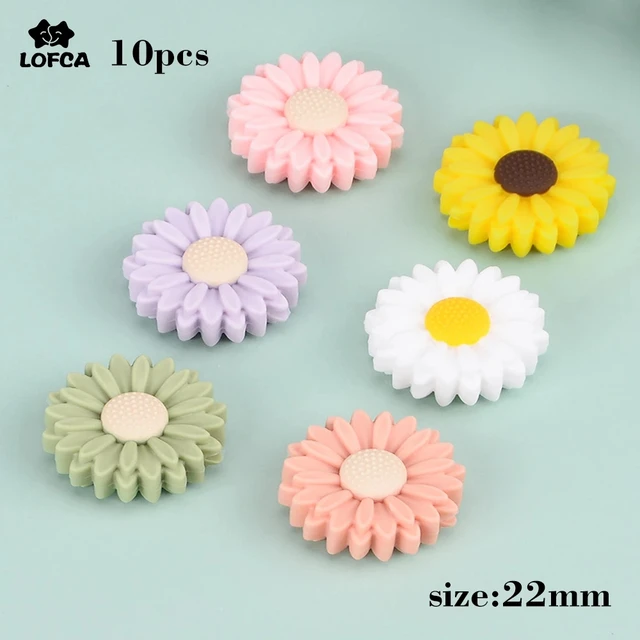 LOFCA 10pcs 22mm Chrysanthemum Sunflower Mini Silicone Beads DIY Pacifier Chain Baby бисер Mother Kids Care Products Accessories 1