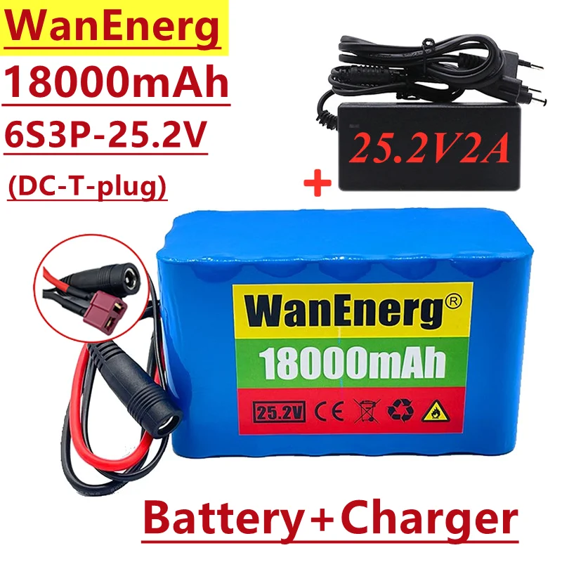 

18650 combined lithium battery pack, 6s3p 25.2v 18ah, for outdoor power supply,electric toy car,built-in BMS charging protection