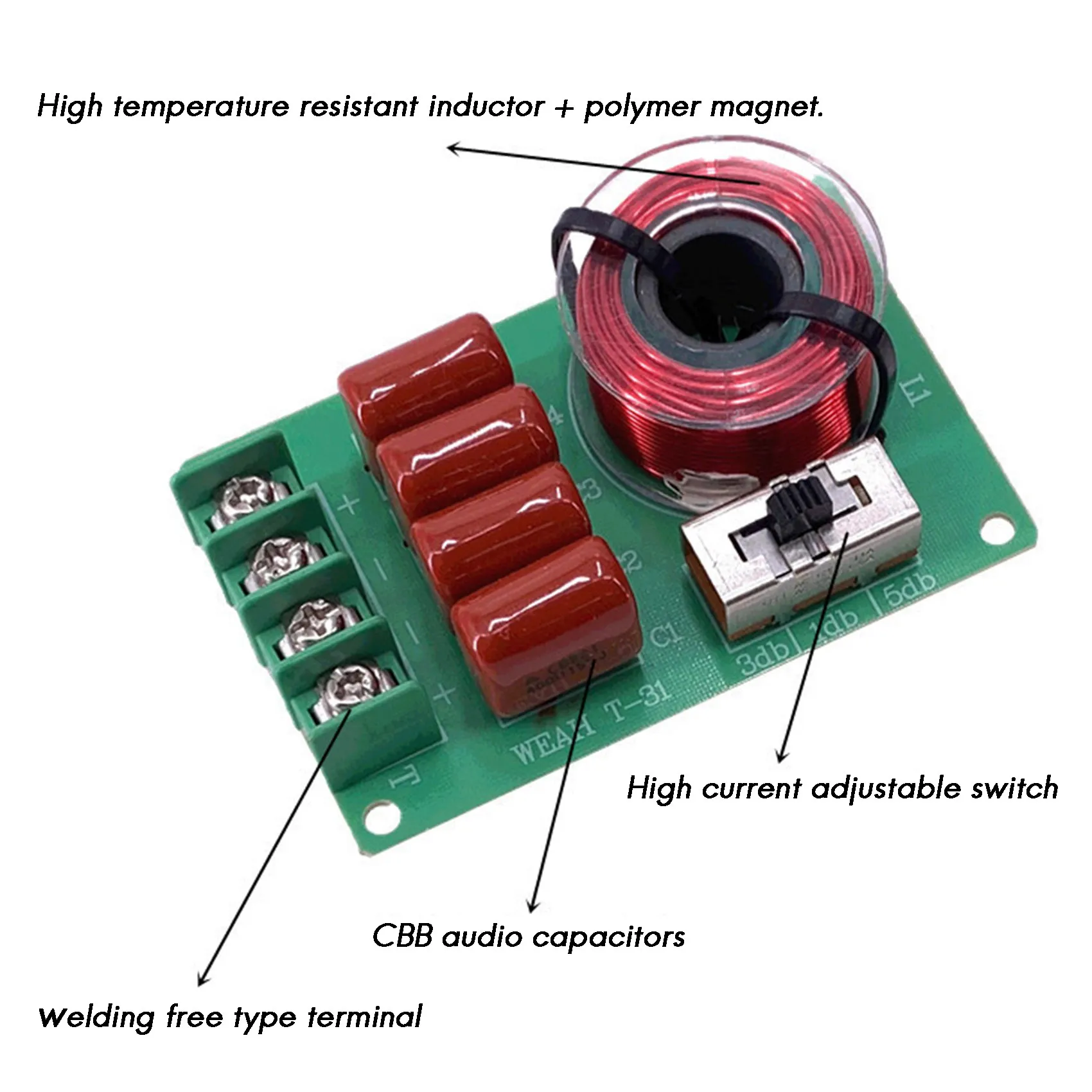 

Frequency Divider Hi-Fi Audio TREBLE BASS Speaker Frequency Divider Stereo Crossover Filters for 2-16Ohm Speaker