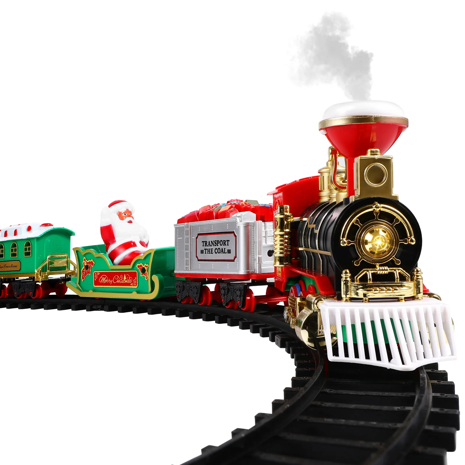 

Классический Рождественский набор поездов toybian, Электрический поезд с паровой для мальчиков, дыма, звук и фотоэлемент, включая железные дороги,