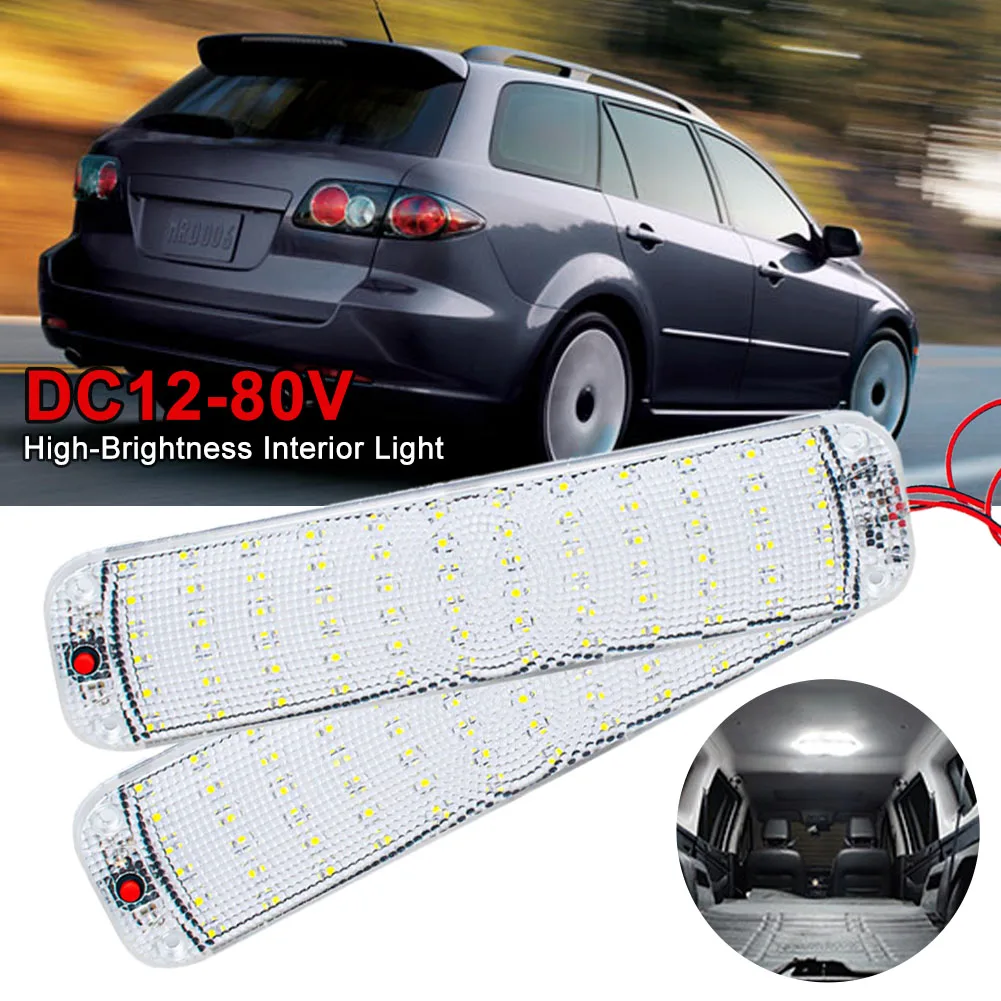 

1/2pcs 72 LEDs 12V-80V Car Vehicle Interior Dome Roof Ceiling Reading Lights Lamp Interior Car Roof Light Car Interior Lighting