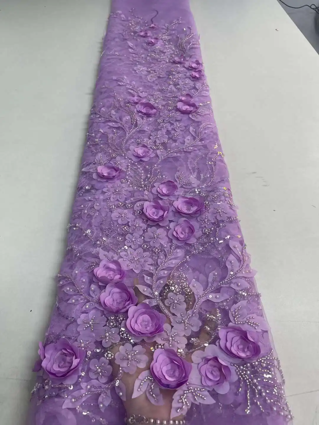 

Luxury 3D Lace Fabric 2022 High Quality African Tulle Lace Fabric Embroidered Applique African Nigerian Women For Party Dress