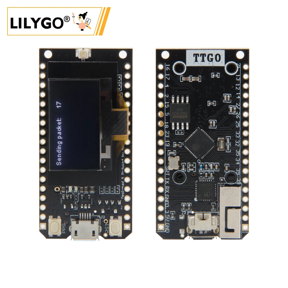 

LILYGO®Плата разработки TTGO LoRa V1.0 ESP32, 868 МГц, OLED-дисплей 915 дюйма, Wi-Fi, Bluetooth, для Arduino
