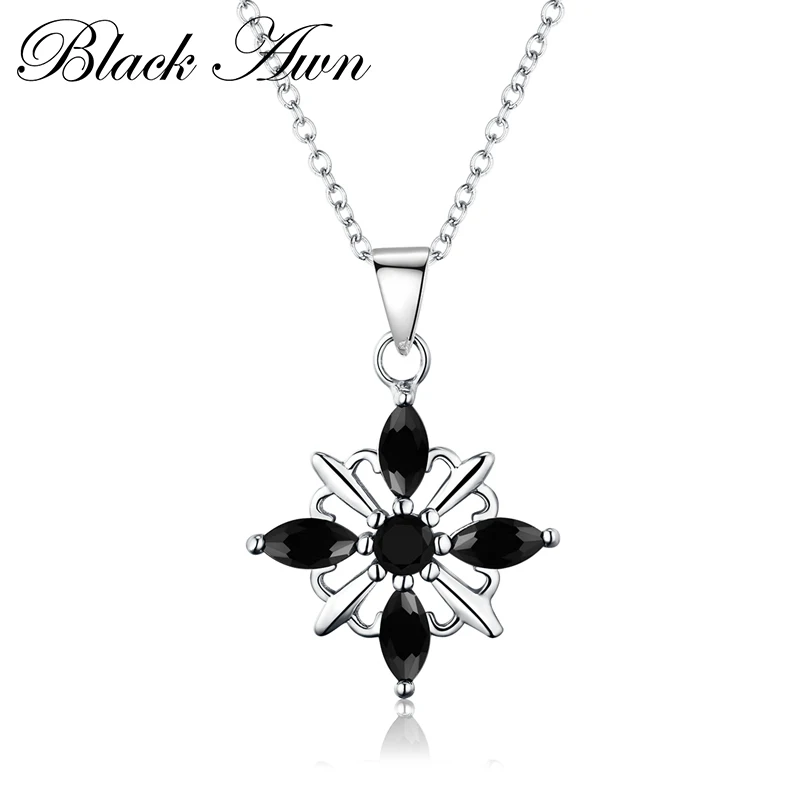 Женское ожерелье из серебра 925 пробы с цветком