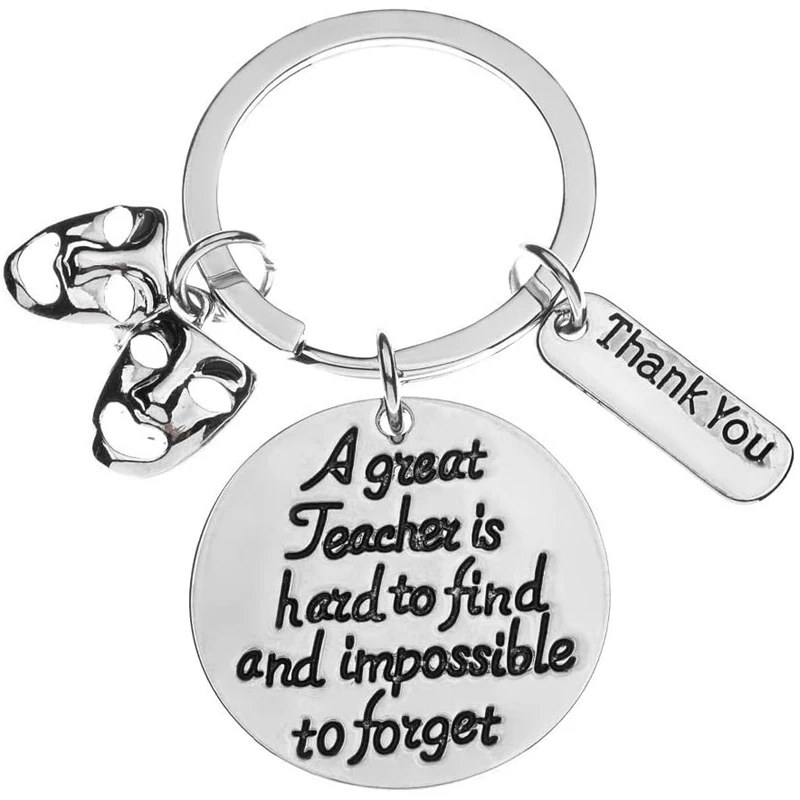 

Drama Teacher Gift, Theater Great Teacher is Hard to Find But Impossible to Forget, Drama Jewelry, Drama Mask Charm Keychain