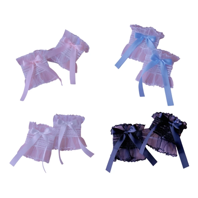 

Съемные кружевные плиссированные манжеты для рубашки для девочек с высоким эластичным браслетом, декоративные рукава, женщина,