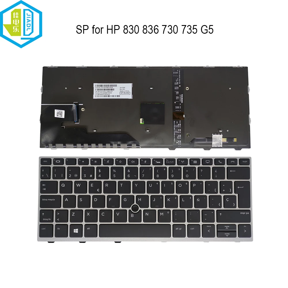 

ES Spanish Laptop Backlit Keyboard for HP EliteBook 836 730 G5 735 G5 G6 830 G5 L07666-001 L13697-071 backlight keyboards New