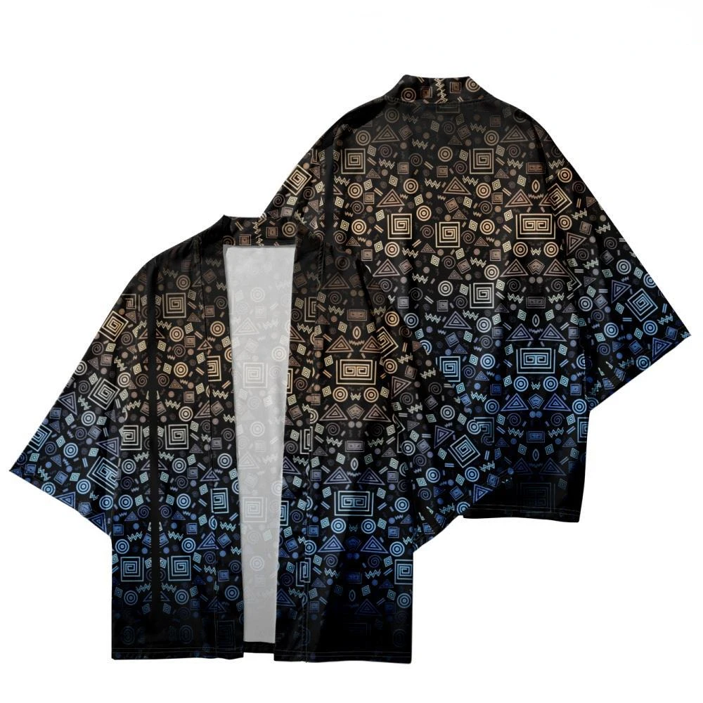 

Fashion Yukata Streetwear Women Men Geometry Print Japanese Kimono Summer Casual Beach Cardigan Haori Top Asian Clothing