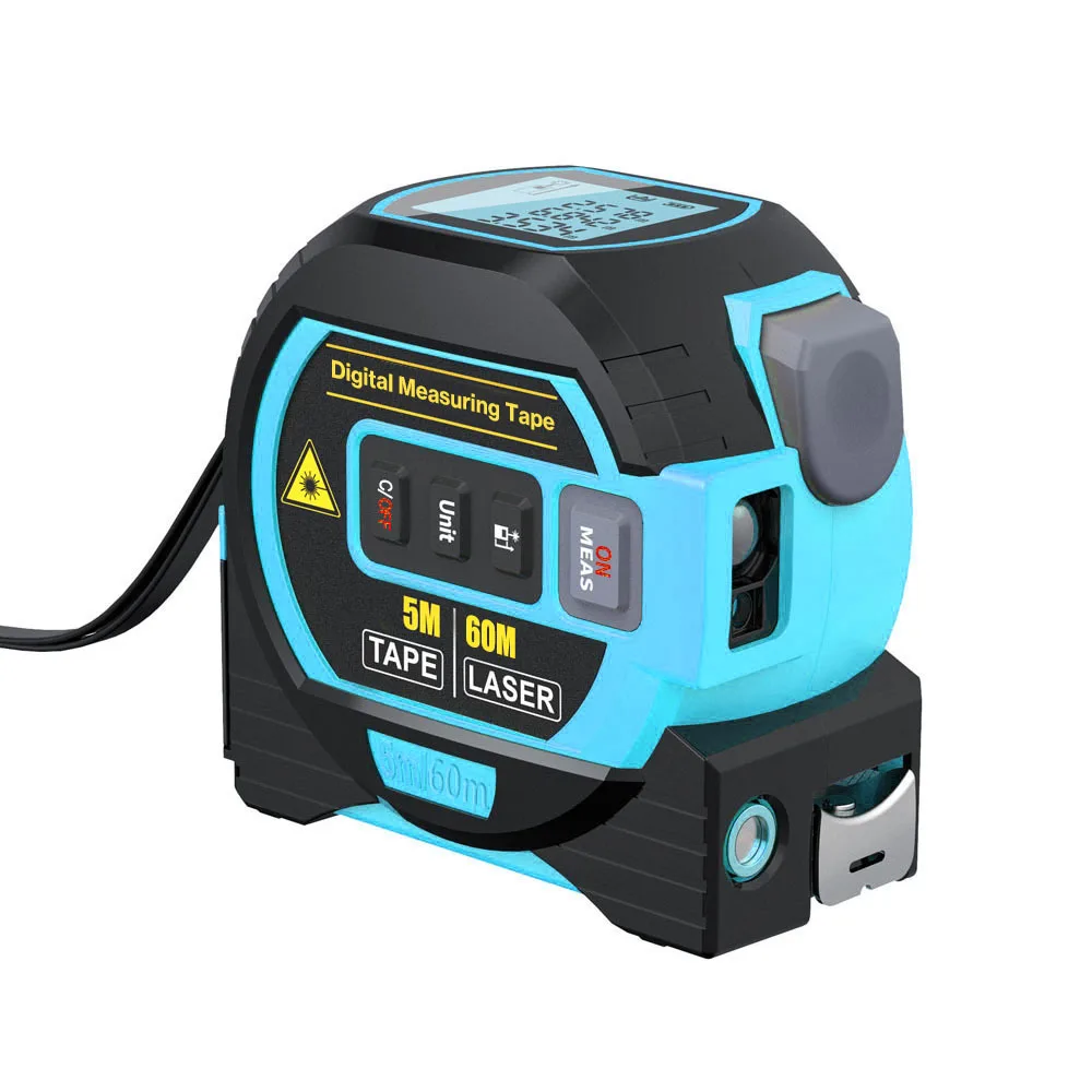 

3in1 Laser Rangefinder 5m Tape Measure Ruler LCD Display with Backlight Distance Meter Building Measurement Device