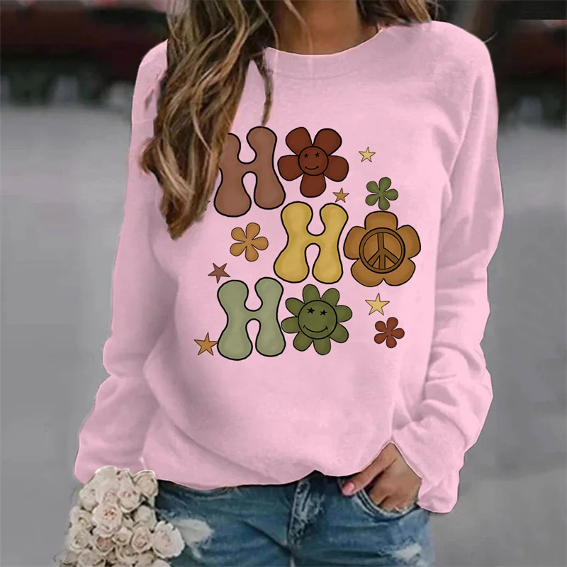 Merry Christmas Ho Ho Ho Print Harajuku Hoodies Winter Aesthetic Clothes Women Pullover Ladies Hoodies Sweatshirts Sudaderas