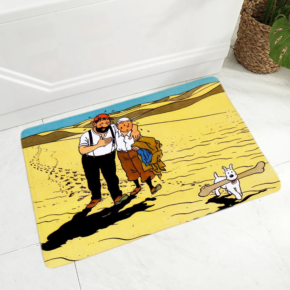 

Mat Bedroom Living Room Carpet Flannel Anti Slip 3D Art Rug Memory Foam Adventures of Tintin Bath Mats Prayer Rug Lounge Rug