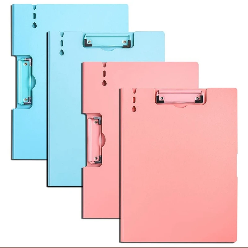

A4 Foldable Clipboards, Profile Clip,(Set Of 4) File Folder, 360 Over Flip Writing Pad For Office, School Papers, Campus