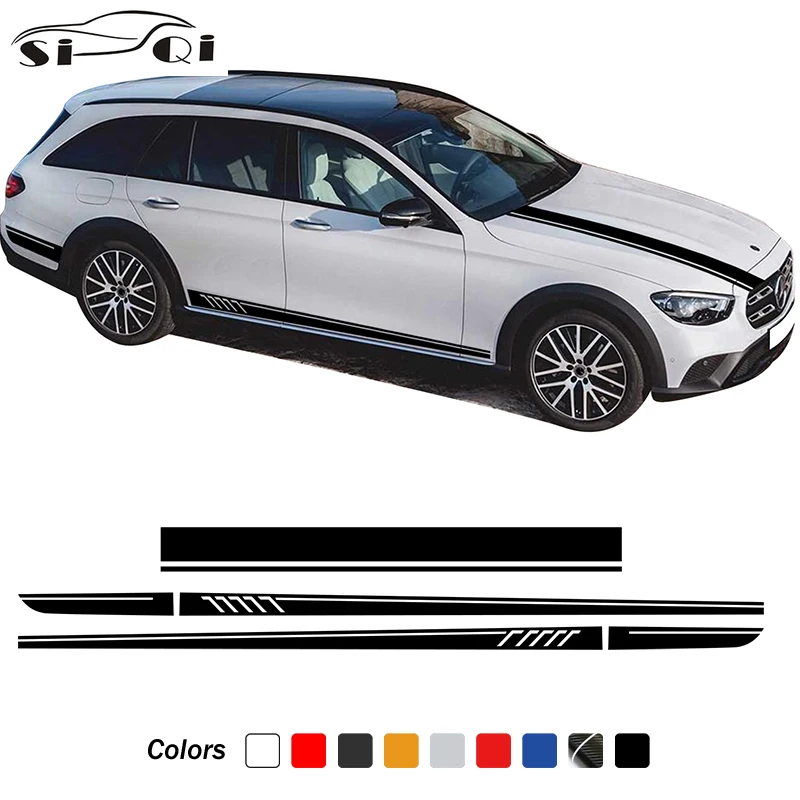 

3 Pcs Car Hood Decal Side Stripes Skirt Sticker For Mercedes Benz E Class S213 W213 A238 C238 E63 S AMG E43 E53 2021 Accessories