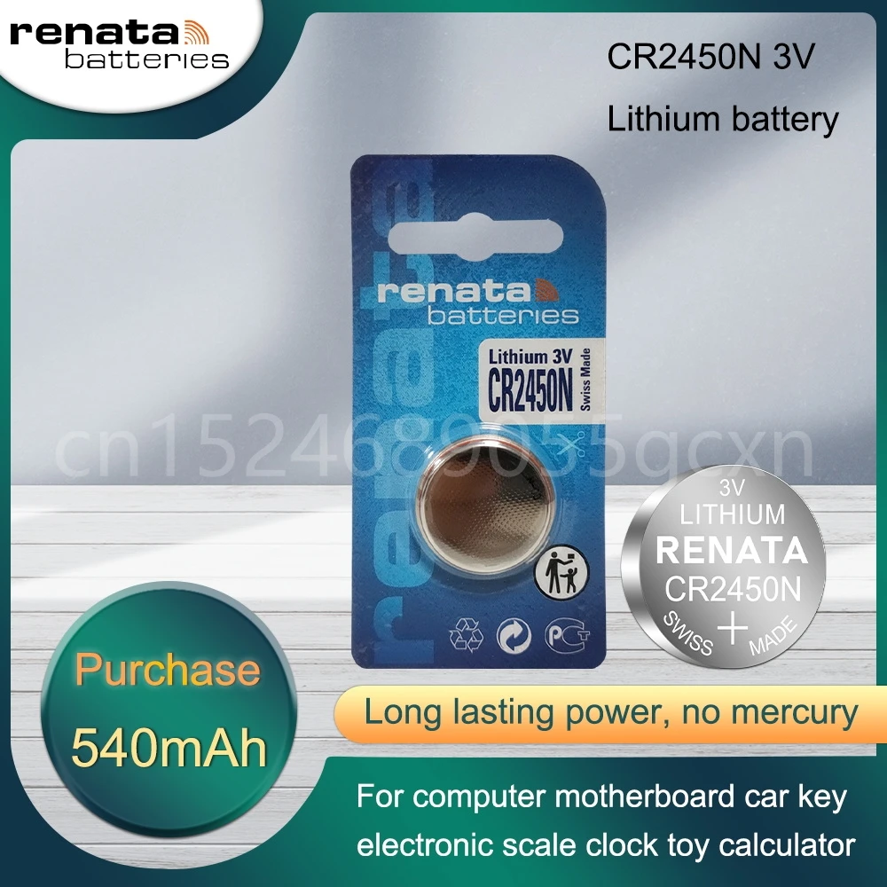 

RENATA CR2450 CR 2450 KCR2450 LM2450 5029LC 3V Lithium Battery for Car Key Watch Mouse Scale Alarm Clock Button Coin Cell