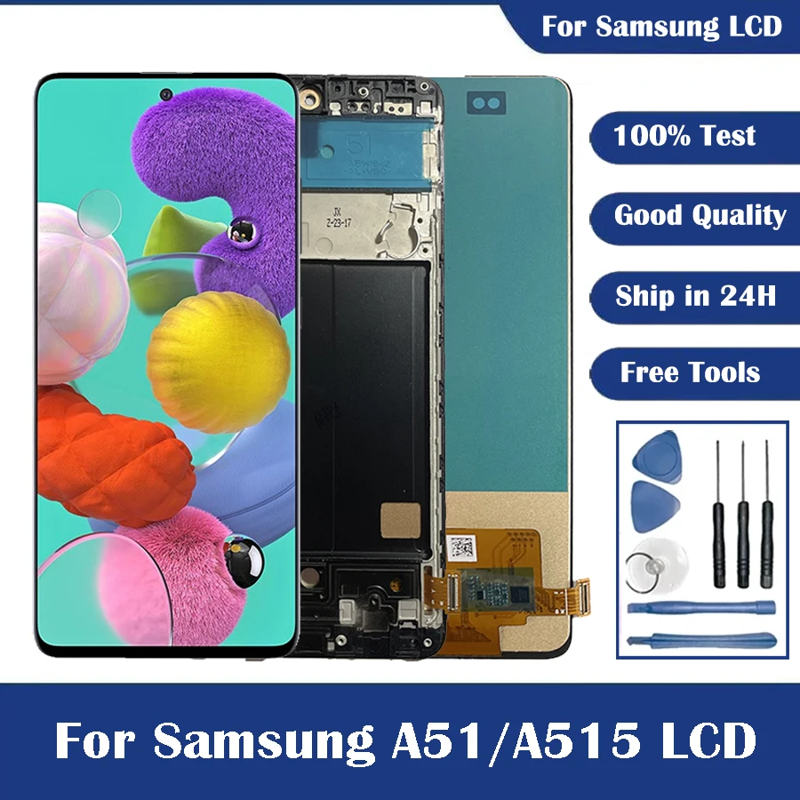 Super AMOLED для Samsung Galaxy A51 дисплей сенсорный экран дигитайзер A515 SM-A515F ЖК-экран в сборе