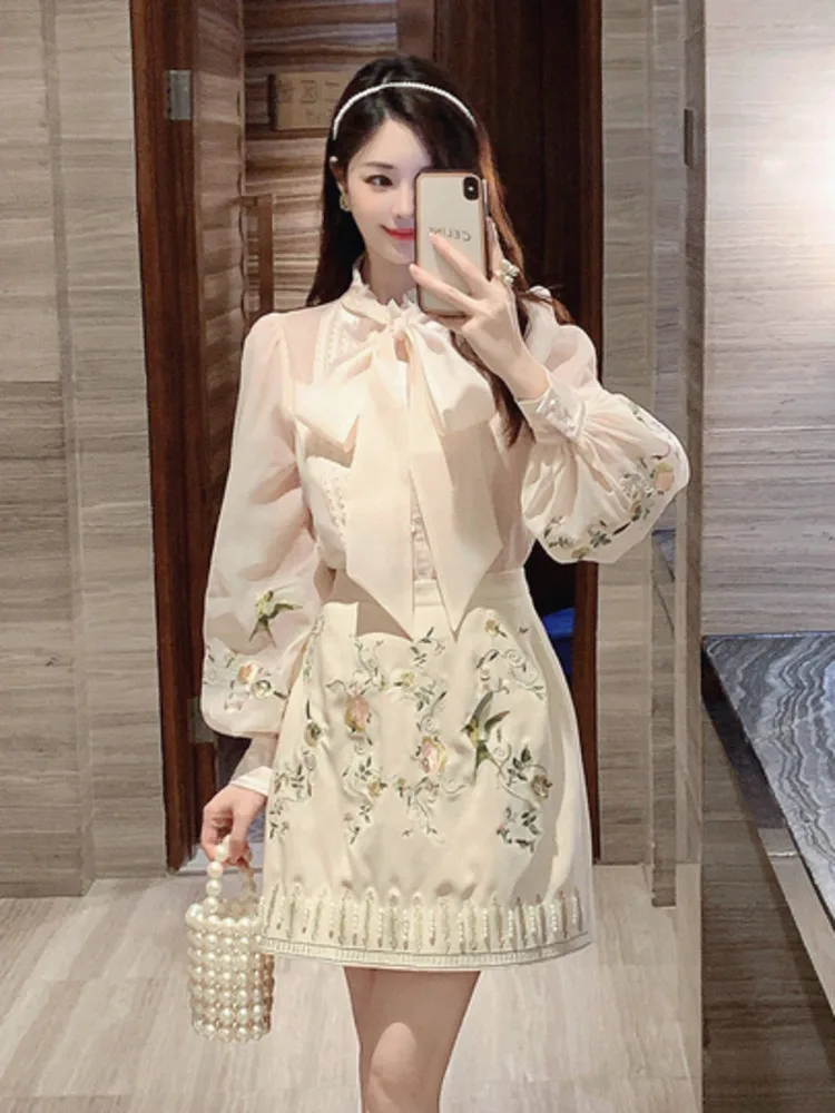 TDVICTORY Рубашка + Юбка из хлопка женский комплект