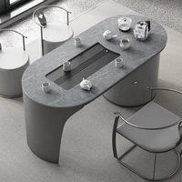 modern light luxury large rock plate tea table and chair combination home office induction cooker kung fu tea making table tea m