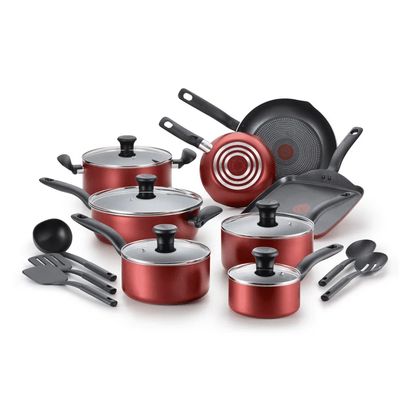 

Initiatives Nonstick Cookware, 18 piece Set, Red, B209SI64